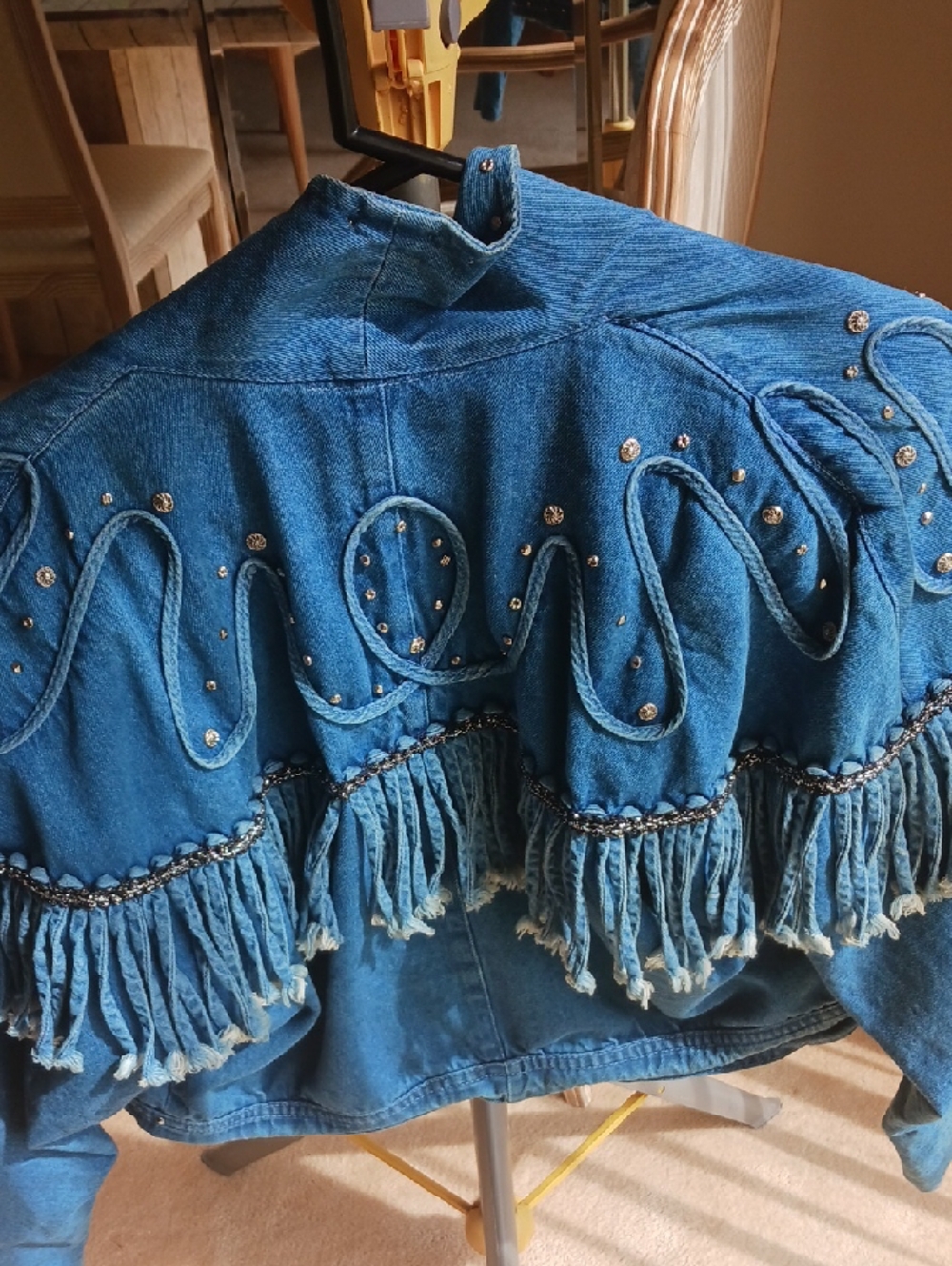 Vintage Women's Denim Jacket With metal Studs& Ropes detail-New,"Cache" - Picture 11 of 16